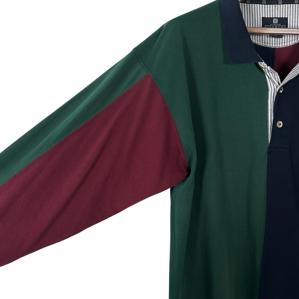Vintage Givenchy Activewear Men Large Rugby Polo Shirt 80s 90s Color Block Prep - Picture 2 of 13